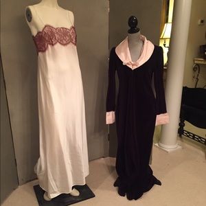 SAKS 5th Ave. Nightgown & Robe Set-Pink /Plum NWOT